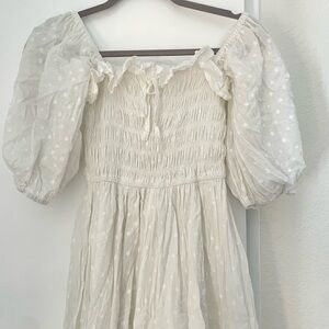 White Polka Dot Cottagecore Dress